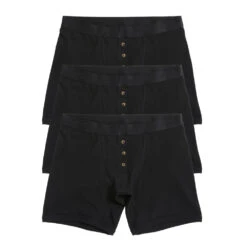 6" Fly Boxer Briefs 3-Pack - Cotton X= Black