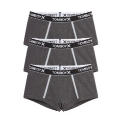 Boy Shorts 3-Pack - Cotton Charcoal Logo