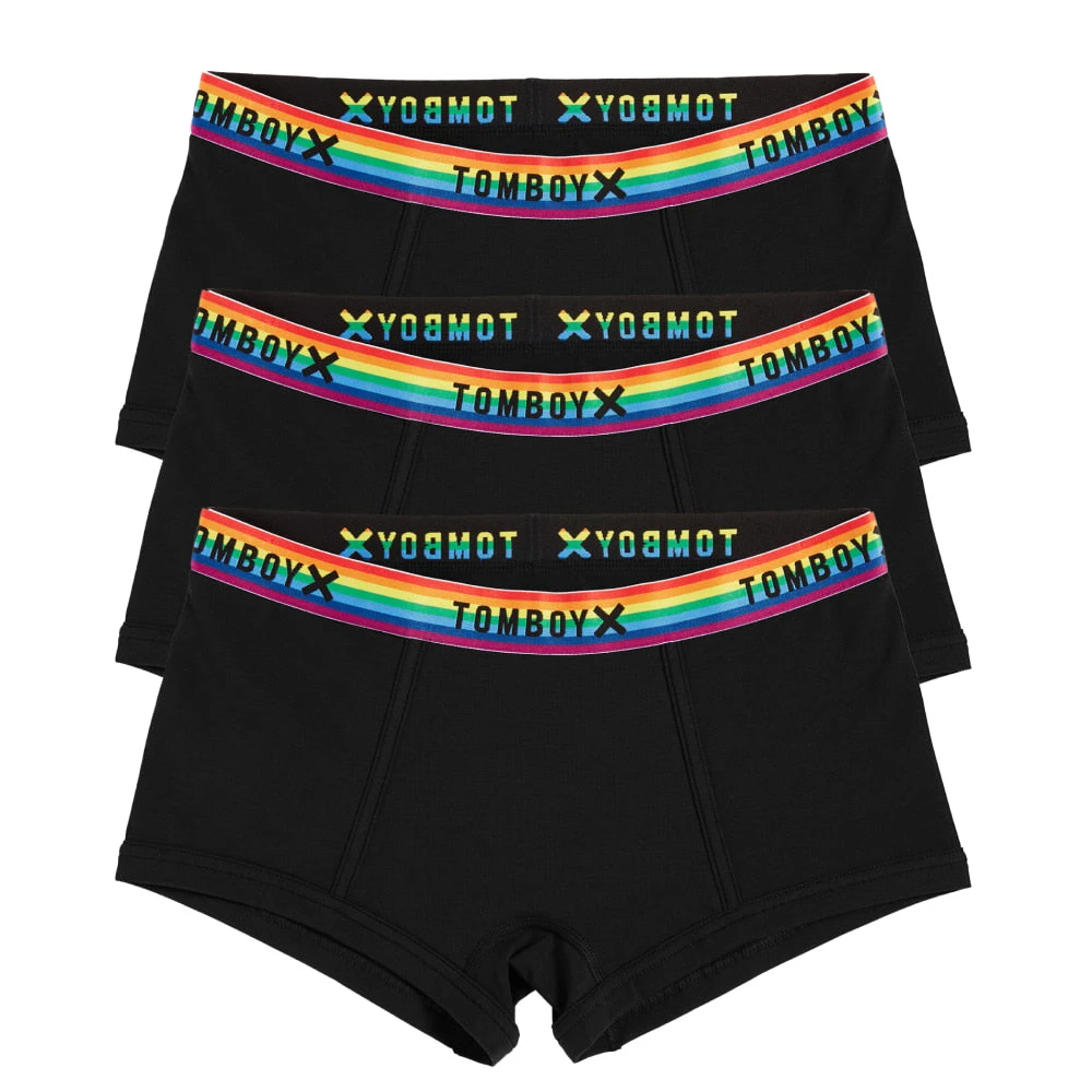 Boys Shorts 3-Pack - Cotton Black Rainbow