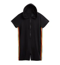 Anywhere Romper - Black With Rainbow