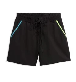 Swim 7" Board Shorts LC - Black With Orange Yellow & Blue Stripes