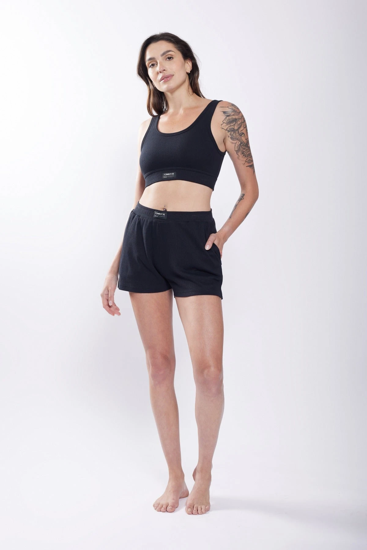 Organic Cotton Rib Boxer Shorts - Black - Image 2