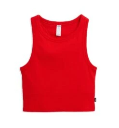 Organic Cotton Rib Shelf Bra Tank - Fiery Red