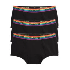 First Line Period Boy Shorts 3-Pack - Black Rainbow