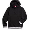 French Terry Pullover Hoodie LC - Black With Striped Rib