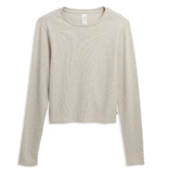 Organic Cotton Rib Long Sleeve Tee - Heather Grey