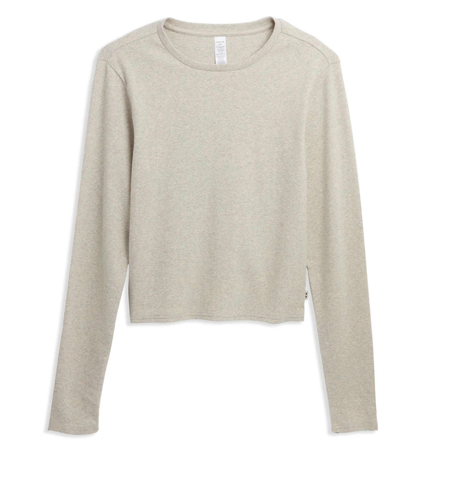 Organic Cotton Rib Long Sleeve Tee - Heather Grey