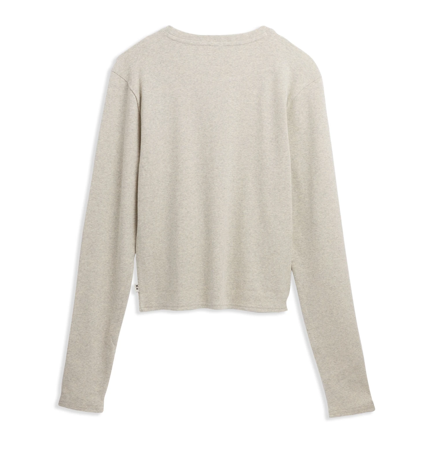 Organic Cotton Rib Long Sleeve Tee - Heather Grey - Image 2