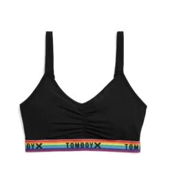 V Neck Bralette - Black Rainbow